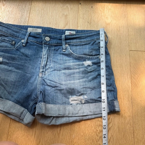 AG Adriano Goldschmied Hailey ex boyfriend roll up distressed denim shorts 27 - Picture 12 of 17